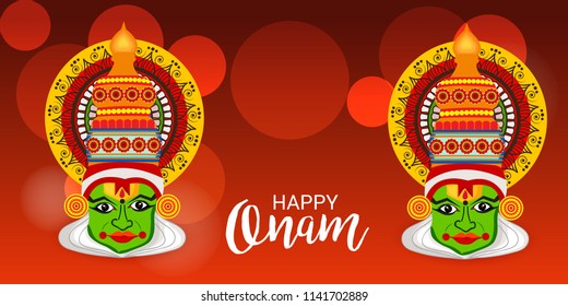 Vector illustration of a celebration background for Happy Onam festival of South India Kerala.