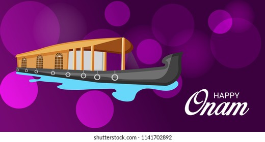 Vector illustration of a celebration background for Happy Onam festival of South India Kerala.