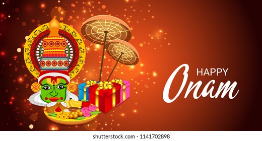 Vector Illustration Celebration Background Happy Onam Stock Vector ...