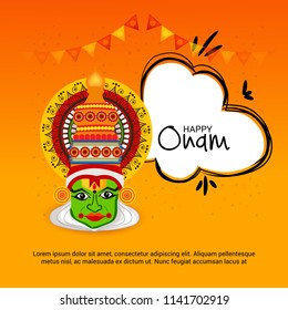 Vector illustration of a celebration background for Happy Onam festival of South India Kerala.