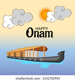 Vector illustration of a celebration background for Happy Onam festival of South India Kerala.