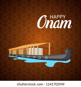 Vector illustration of a celebration background for Happy Onam festival of South India Kerala.