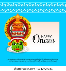 Vector illustration of a celebration background for Happy Onam festival of South India Kerala.