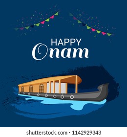 Vector illustration of a celebration background for Happy Onam festival of South India Kerala.