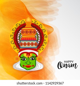 Vector illustration of a celebration background for Happy Onam festival of South India Kerala.