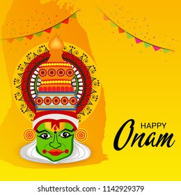 Vector illustration of a celebration background for Happy Onam festival of South India Kerala.