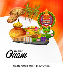 Vector Illustration Celebration Background Happy Onam Stock Vector ...