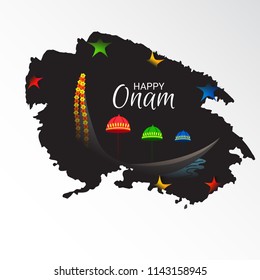 Vector illustration of a celebration background for Happy Onam festival of South India Kerala.