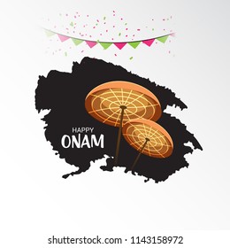 Vector illustration of a celebration background for Happy Onam festival of South India Kerala.