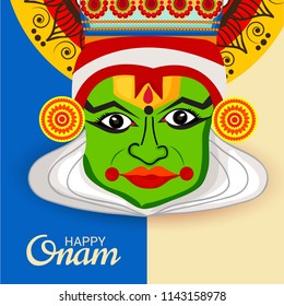 Vector illustration of a celebration background for Happy Onam festival of South India Kerala.