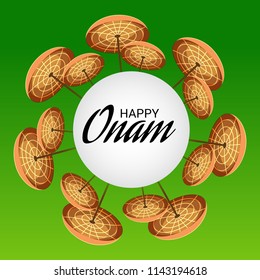Vector illustration of a celebration background for Happy Onam festival of South India Kerala.