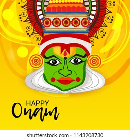 Vector illustration of a celebration background for Happy Onam festival of South India Kerala.