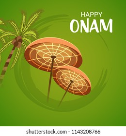 Vector illustration of a celebration background for Happy Onam festival of South India Kerala.