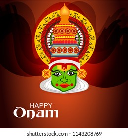 Vector illustration of a celebration background for Happy Onam festival of South India Kerala.