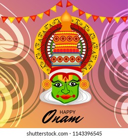 Vector illustration of a celebration background for Happy Onam festival of South India Kerala.