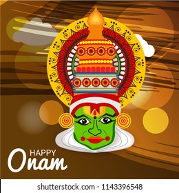 Vector illustration of a celebration background for Happy Onam festival of South India Kerala.