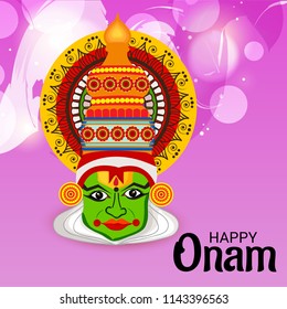 Vector illustration of a celebration background for Happy Onam festival of South India Kerala.