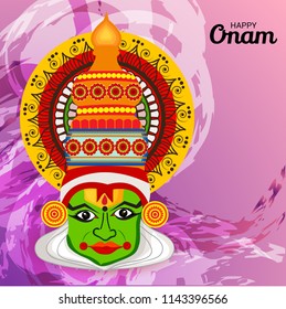 Vector illustration of a celebration background for Happy Onam festival of South India Kerala.