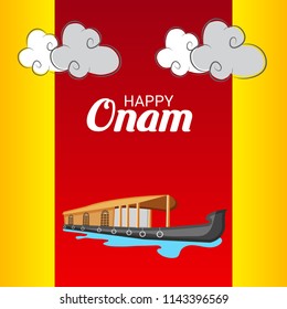 Vector illustration of a celebration background for Happy Onam festival of South India Kerala.