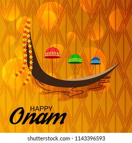 Vector illustration of a celebration background for Happy Onam festival of South India Kerala.