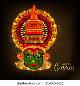 Vector illustration of a celebration background for Happy Onam festival of South India Kerala.