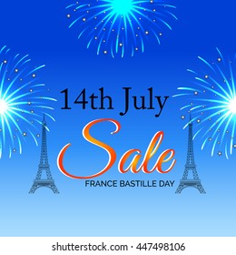 Vector illustration of a Celebration background with stylish text for France Independence Day.