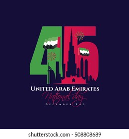 vector illustration celebration Dec. 2 national day of the United Arab Emirates, festive icon UAE