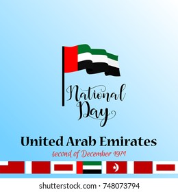 vector illustration celebration Dec. 2 national day of the United Arab Emirates.
Flags of all emirates