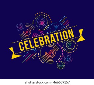 Vector illustration of celebration with fireworks background.