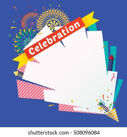 Vector illustration of celebration with fireworks background.