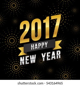 Vector illustration of celebration fireworks for Happy new year 2017 season with gold and silver theme.