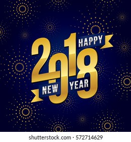 Vector illustration of celebration  fireworks  for  Happy new year 2018 season with gold theme.