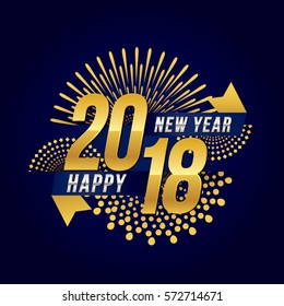 Vector illustration of celebration  fireworks  for  Happy new year 2018 season with gold theme.