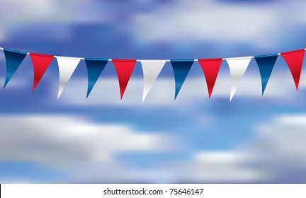 vector illustration with celebration flags on rope