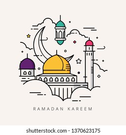 Vector illustration for the celebration of holy month Ramadan with line art design