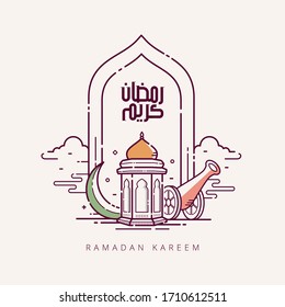 Vector illustration for the celebration of holy month Ramadan kareem with line art design