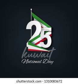 vector illustration, celebration of Kuwait's national day on February 25 with waving flag 