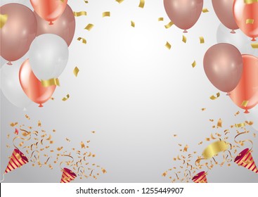 Vector illustration Celebration party print design balloon of happy new year  place for text christmas balls with background isolated 
