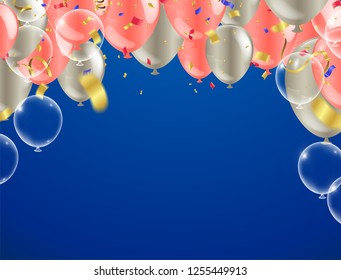 Vector illustration Celebration party print design balloon of happy new year  place for text christmas balls with background isolated 