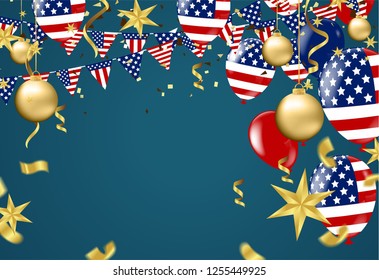 Vector illustration Celebration party print design balloon of happy new year  place for text christmas balls with background isolated 