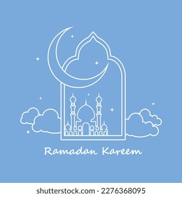 Vector illustration for the celebration of Ramadan kareem with line art design