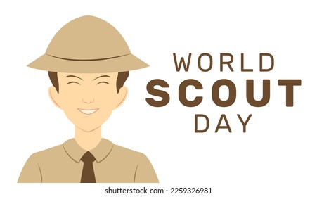 Vector illustration of celebration World Scout Day with cartoon character