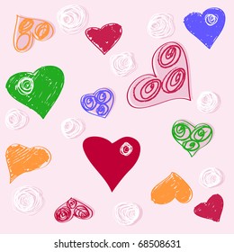 The vector illustration of Celebratory wallpaper with multicolor hearts