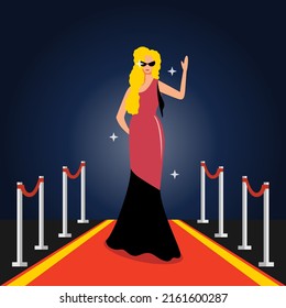 vector illustration of celebrity on the red carpet. eps 10