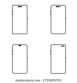 Vector illustration of a cell phone with a blank screen, silhouette, smartphone