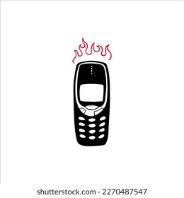 vector illustration of cell phone with fire