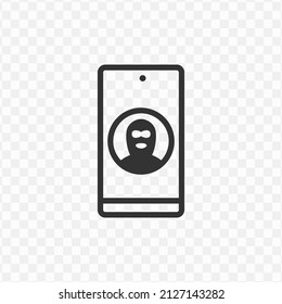 Vector Illustration Of Cell Phone Thief Icon In Dark Color And Transparent Background(png).