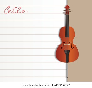 Vector illustration with cello musical instrument