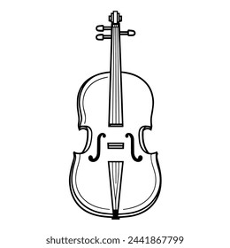 Vector illustration of a cello outline icon, ideal for orchestral projects.