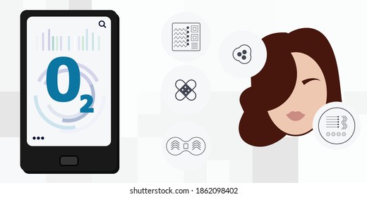 ilustración vectorial de parches de celulares y electrónicos para medir niveles de saturación spo2 de oxígeno